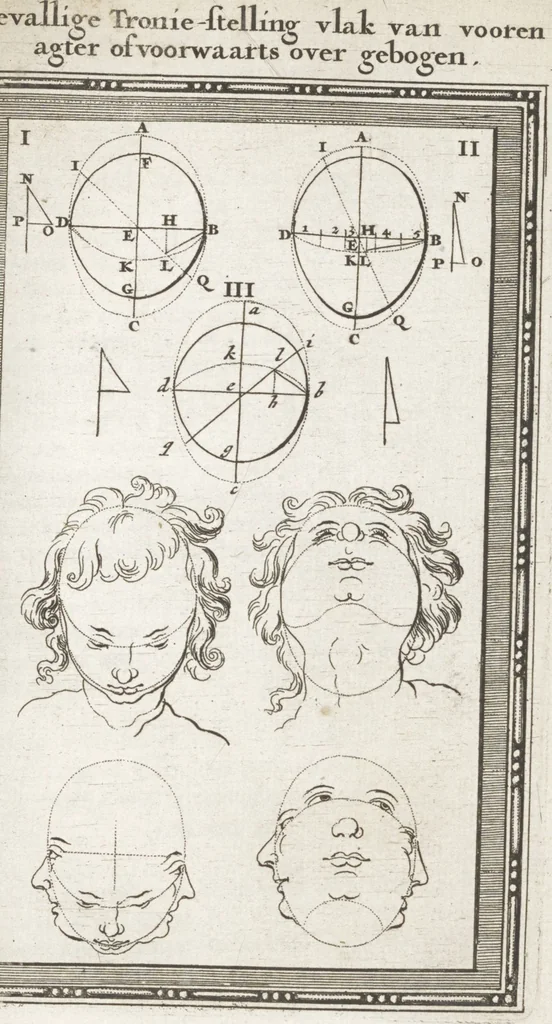 An illustration from Natuurlyk en schilderkonstig ontwerp der menschkunde leerende niet alleen de kennis van de gestalte, proportie, schoonheyd, muskelen, bewegingen, actien, passien, en welstand der menschbeelden : tot de teykenkunde, schilderkunde, beeldhouwery, bootseer en giet-oeffening toepassen : maar ook hoe sich een mensch na deselve regelen ... / door W. Goeree, 1682, leaf 263