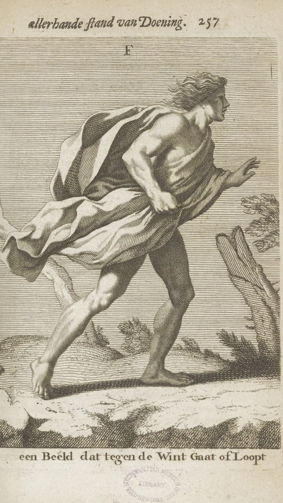 An illustration from Natuurlyk en schilderkonstig ontwerp der menschkunde leerende niet alleen de kennis van de gestalte, proportie, schoonheyd, muskelen, bewegingen, actien, passien, en welstand der menschbeelden : tot de teykenkunde, schilderkunde, beeldhouwery, bootseer en giet-oeffening toepassen : maar ook hoe sich een mensch na deselve regelen ... / door W. Goeree, 1682, leaf 297