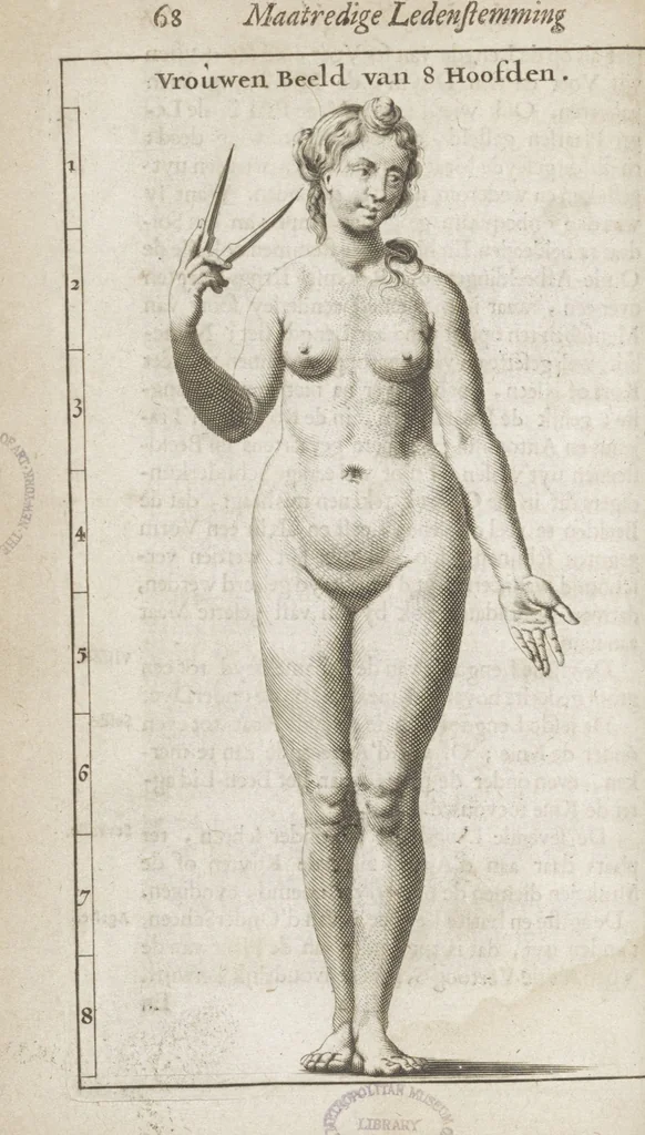 An illustration from Natuurlyk en schilderkonstig ontwerp der menschkunde leerende niet alleen de kennis van de gestalte, proportie, schoonheyd, muskelen, bewegingen, actien, passien, en welstand der menschbeelden : tot de teykenkunde, schilderkunde, beeldhouwery, bootseer en giet-oeffening toepassen : maar ook hoe sich een mensch na deselve regelen ... / door W. Goeree, 1682, leaf 92