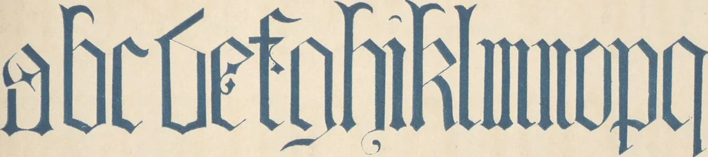 An illustration from The book of ornamental alphabets, ancient and modern, from the ninth to the nineteenth century, with numerals : including Gothic, church-text, large and small, German, Italian, arabesque, initials for illumination, rustic, large and small, ornamental : and with an analysis of the Roman and Old English alphabets (large and small) ... / collected and designed by F. Delamotte, 1858, leaf 32