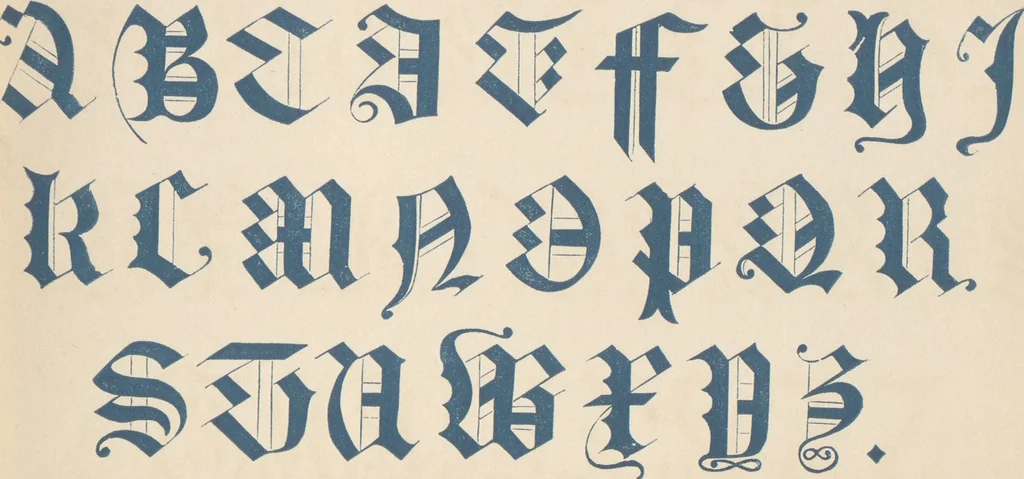 An illustration from The book of ornamental alphabets, ancient and modern, from the ninth to the nineteenth century, with numerals : including Gothic, church-text, large and small, German, Italian, arabesque, initials for illumination, rustic, large and small, ornamental : and with an analysis of the Roman and Old English alphabets (large and small) ... / collected and designed by F. Delamotte, 1858, leaf 37