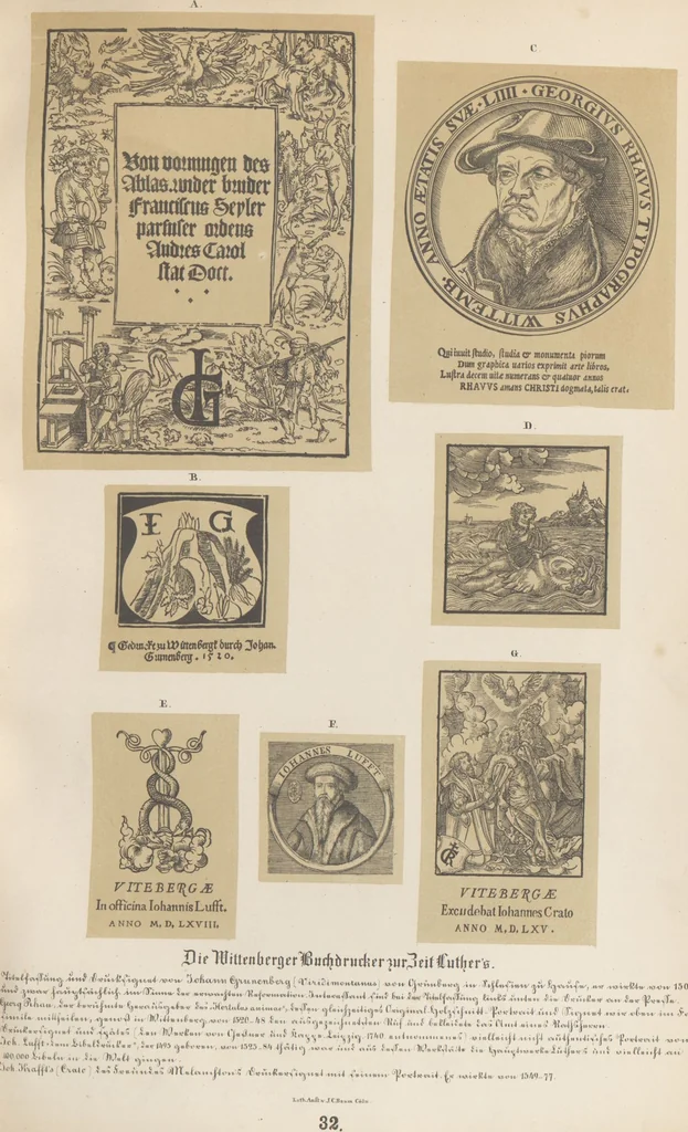 An illustration from Bilderhefte zur Geschichte des Bücherhandels und der mit demselben verwandten Künste und Gewerbe / herausgegeben von Heinrich Lempertz, 1853, leaf 49