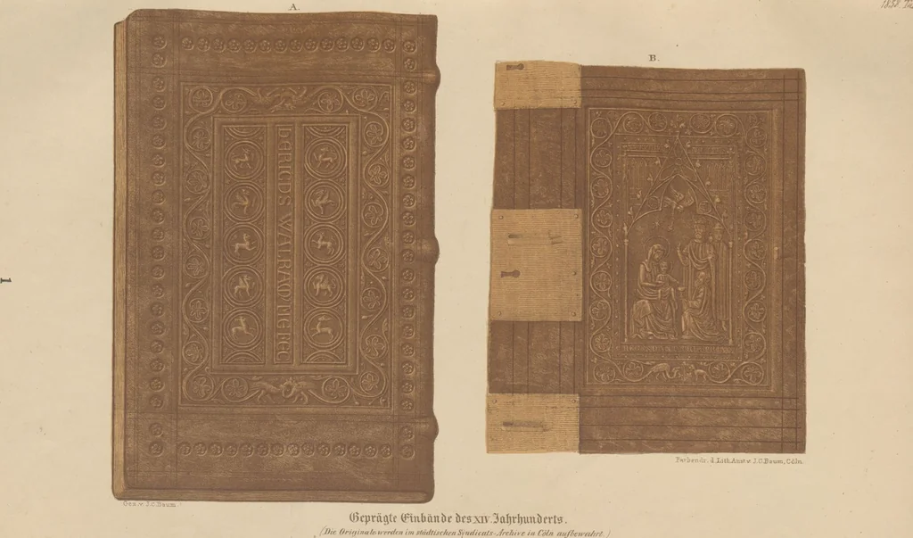An illustration from Bilderhefte zur Geschichte des Bücherhandels und der mit demselben verwandten Künste und Gewerbe / herausgegeben von Heinrich Lempertz, 1853, leaf 66