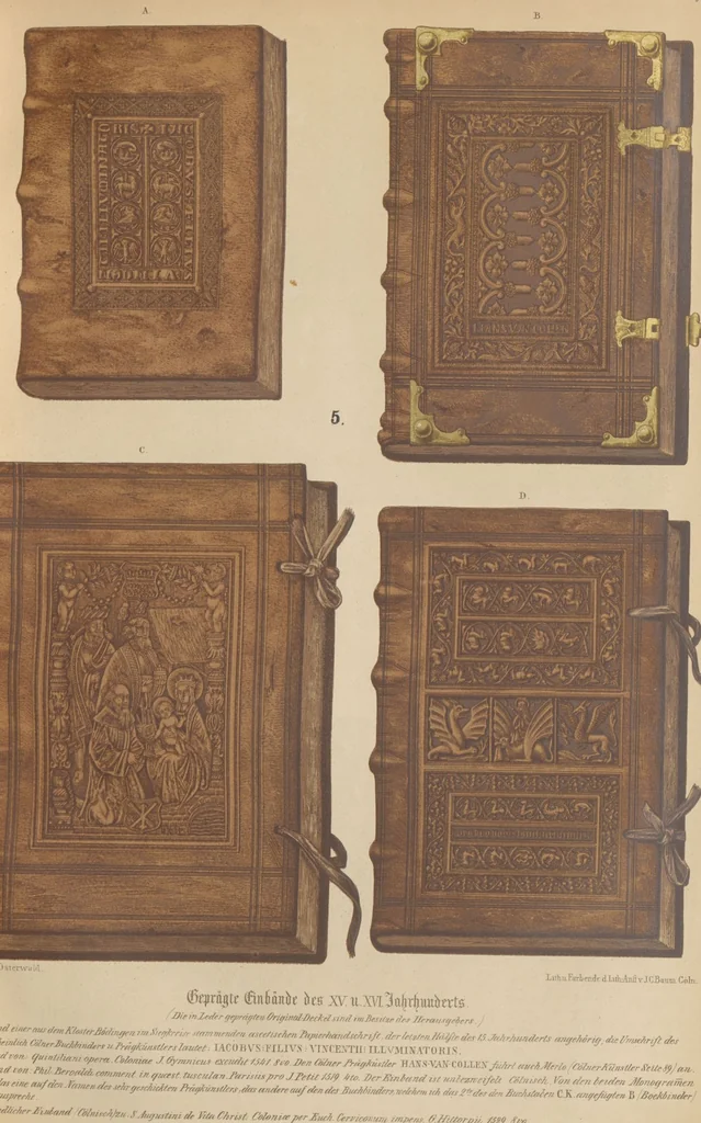 An illustration from Bilderhefte zur Geschichte des Bücherhandels und der mit demselben verwandten Künste und Gewerbe / herausgegeben von Heinrich Lempertz, 1853, leaf 70