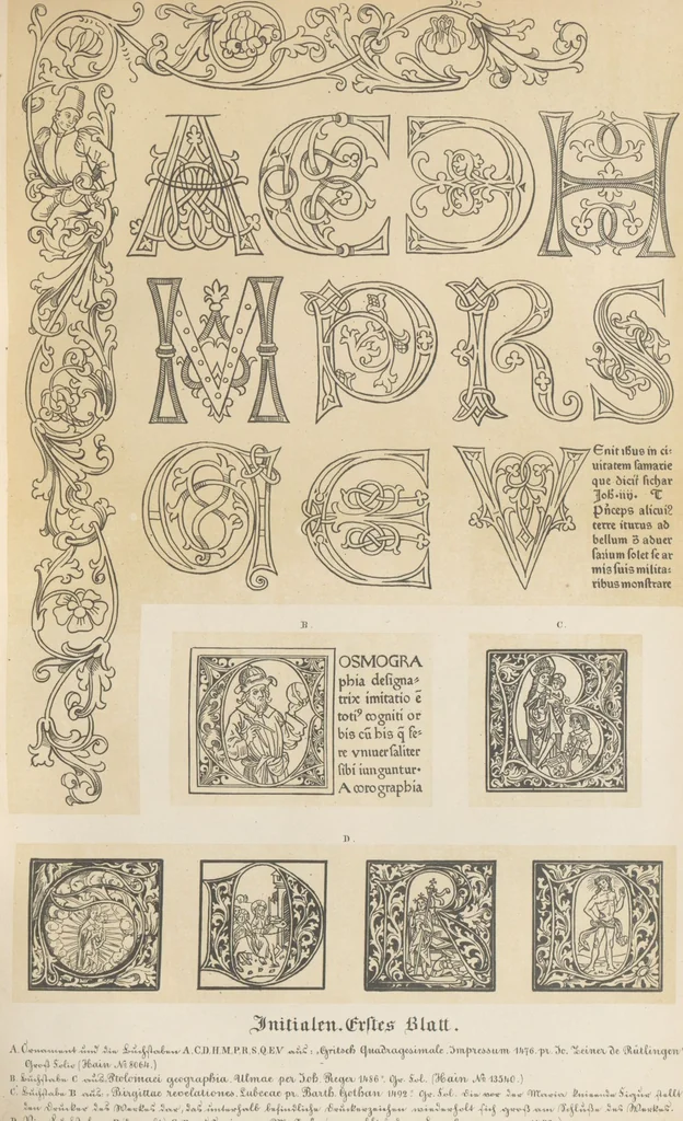 An illustration from Bilderhefte zur Geschichte des Bücherhandels und der mit demselben verwandten Künste und Gewerbe / herausgegeben von Heinrich Lempertz, 1853, leaf 77