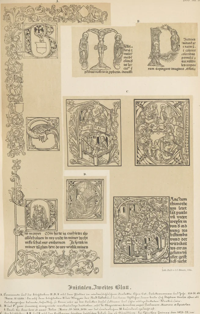 An illustration from Bilderhefte zur Geschichte des Bücherhandels und der mit demselben verwandten Künste und Gewerbe / herausgegeben von Heinrich Lempertz, 1853, leaf 78