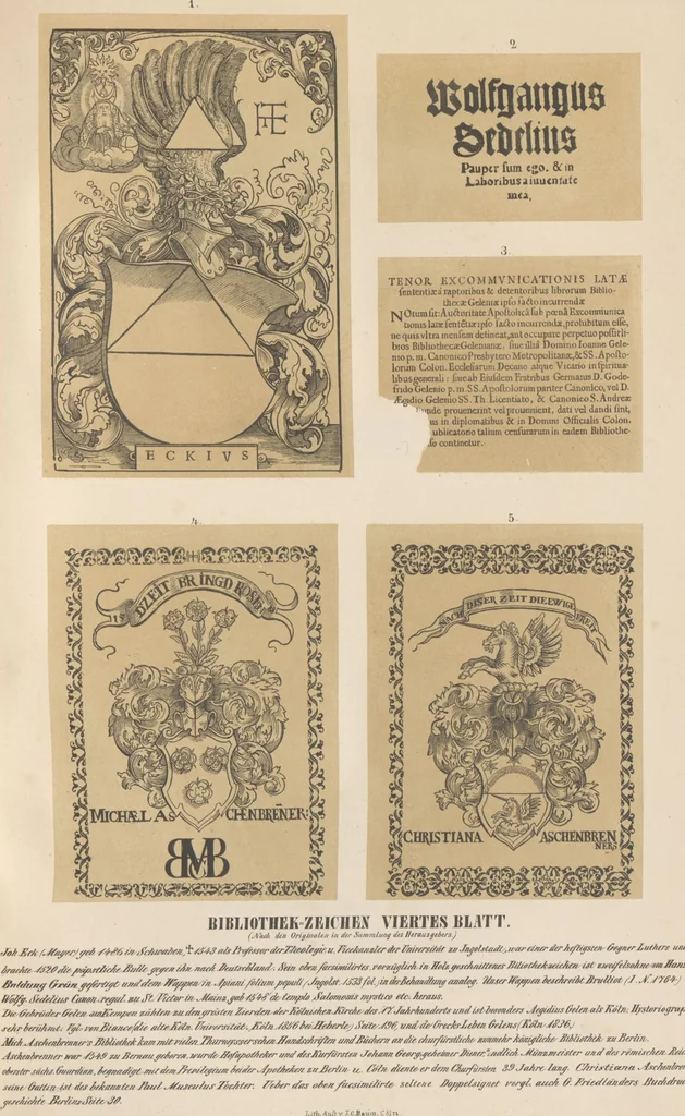 An illustration from Bilderhefte zur Geschichte des Bücherhandels und der mit demselben verwandten Künste und Gewerbe / herausgegeben von Heinrich Lempertz, 1853, leaf 84