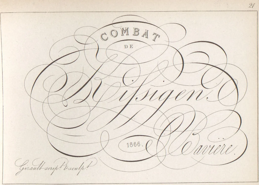 An illustration from Álbum graphique : recueil d'alphabets français, étrangers et ornés, couronnes, armes, supports, chiffres entrelacés et ornés : [volume 2] / monogrammes tires d'anciens manuscrits et composés par J. Girault, 1870, leaf 39