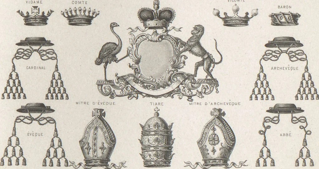 An illustration from Álbum graphique : recueil d'alphabets français, étrangers et ornés, couronnes, armes, supports, chiffres entrelacés et ornés : [volume 2] / monogrammes tires d'anciens manuscrits et composés par J. Girault, 1870, leaf 62