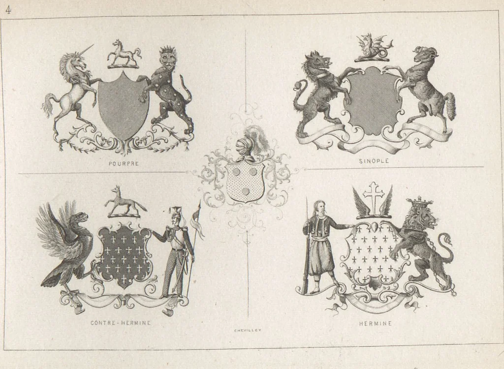 An illustration from Álbum graphique : recueil d'alphabets français, étrangers et ornés, couronnes, armes, supports, chiffres entrelacés et ornés : [volume 2] / monogrammes tires d'anciens manuscrits et composés par J. Girault, 1870, leaf 65