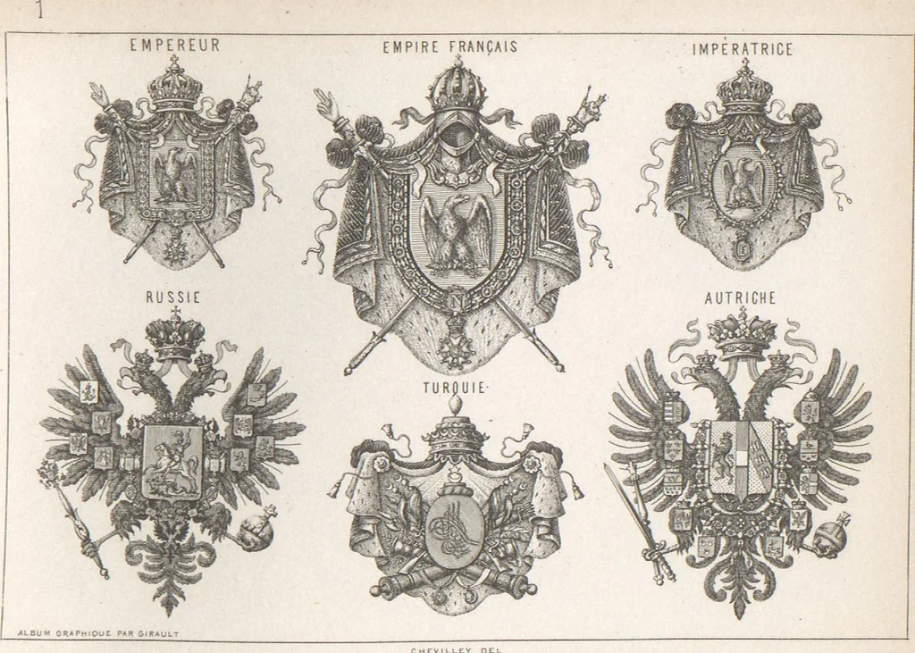An illustration from Álbum graphique : recueil d'alphabets français, étrangers et ornés, couronnes, armes, supports, chiffres entrelacés et ornés : [volume 2] / monogrammes tires d'anciens manuscrits et composés par J. Girault, 1870, leaf 93