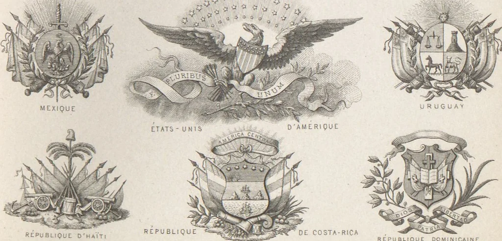 An illustration from Álbum graphique : recueil d'alphabets français, étrangers et ornés, couronnes, armes, supports, chiffres entrelacés et ornés : [volume 2] / monogrammes tires d'anciens manuscrits et composés par J. Girault, 1870, leaf 97