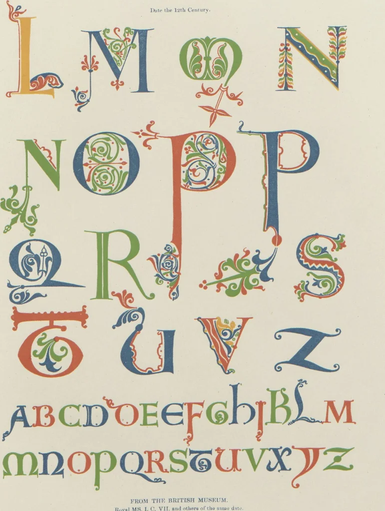 An illustration from Alphabets : numerals, and devices of the middle ages / by Henry Shaw, F.S.A, 1845, leaf 12