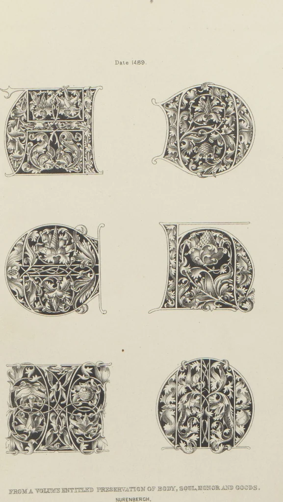 An illustration from Alphabets : numerals, and devices of the middle ages / by Henry Shaw, F.S.A, 1845, leaf 33