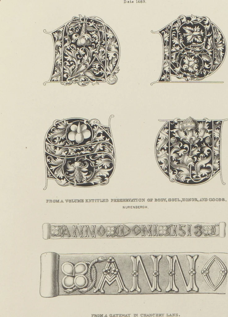 An illustration from Alphabets : numerals, and devices of the middle ages / by Henry Shaw, F.S.A, 1845, leaf 34