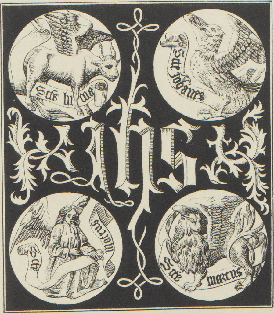 An illustration from Alphabets : numerals, and devices of the middle ages / by Henry Shaw, F.S.A, 1845, leaf 52