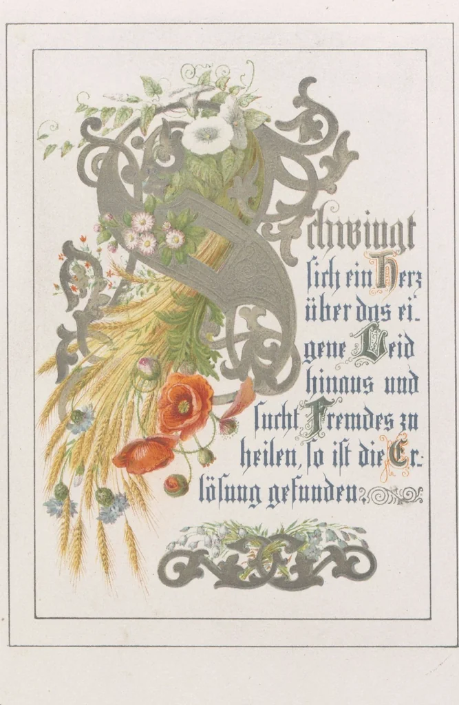 An illustration from In Freude und Leid : Denksprüche mit Initialen / gemalt von Alwine Schrödter, 1865, leaf 11