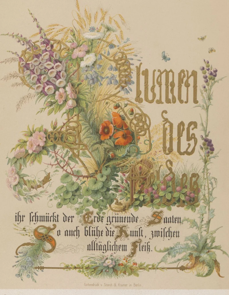 An illustration from In Freude und Leid : Denksprüche mit Initialen / gemalt von Alwine Schrödter, 1865, leaf 21