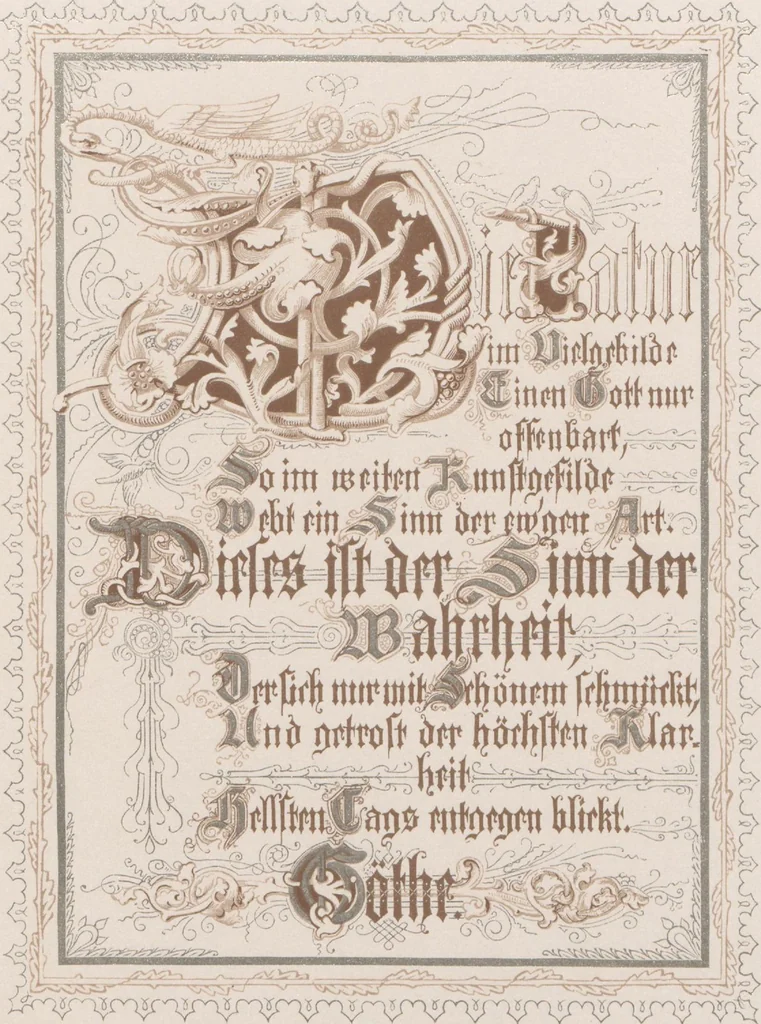 An illustration from In Freude und Leid : Denksprüche mit Initialen / gemalt von Alwine Schrödter, 1865, leaf 8
