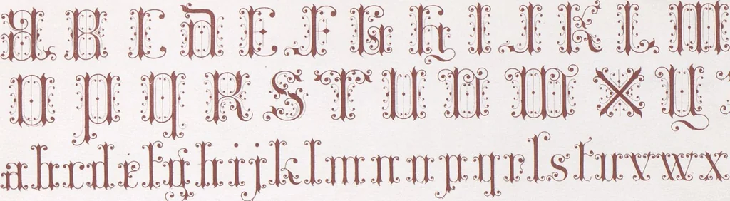 An illustration from Dondorf's Alphabete : eine Sammlung von Musterblättern der verschiedensten Schriftarten älterer und neuerer Zeit ... / [zusammengestellt von Fr. Christmann], 1873, leaf 15