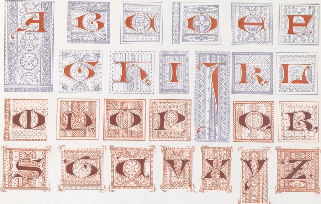 An illustration from Dondorf's Alphabete : eine Sammlung von Musterblättern der verschiedensten Schriftarten älterer und neuerer Zeit ... / [zusammengestellt von Fr. Christmann], 1873, leaf 24