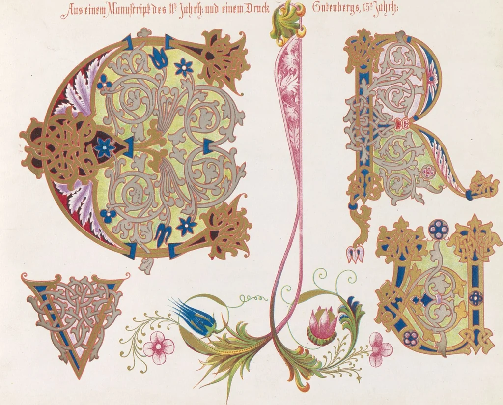 An illustration from Dondorf's Alphabete : eine Sammlung von Musterblättern der verschiedensten Schriftarten älterer und neuerer Zeit ... / [zusammengestellt von Fr. Christmann], 1873, leaf 28