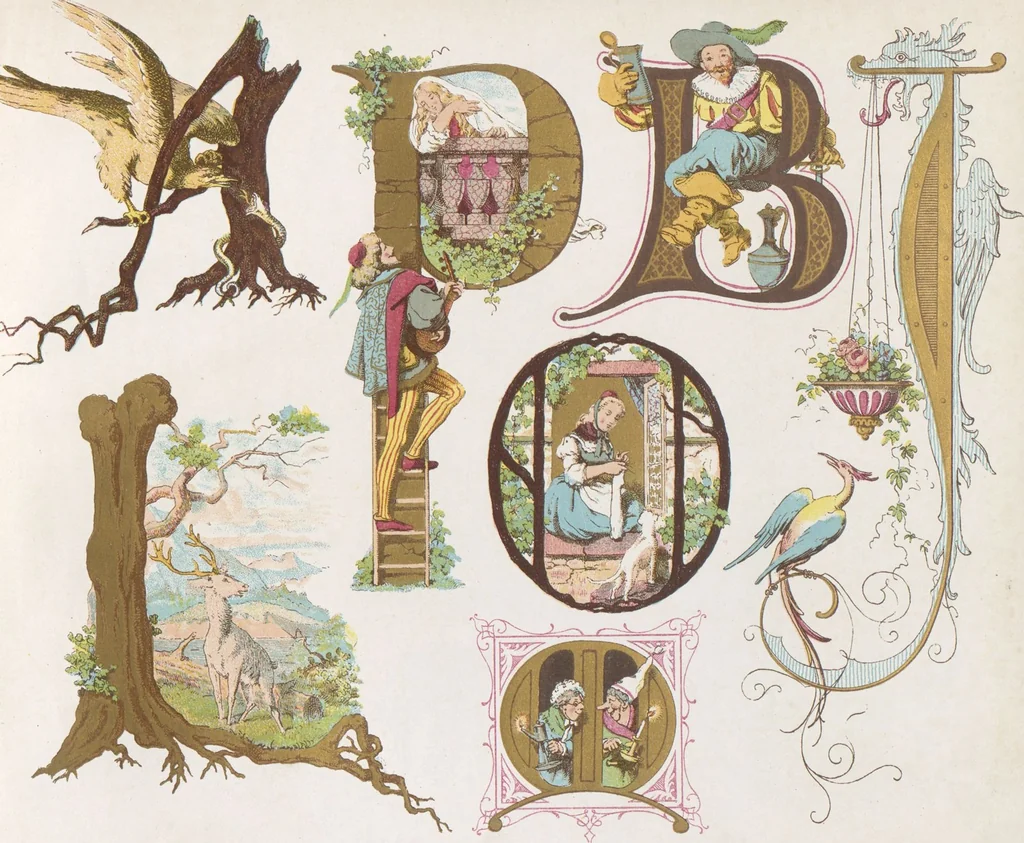 An illustration from Dondorf's Alphabete : eine Sammlung von Musterblättern der verschiedensten Schriftarten älterer und neuerer Zeit ... / [zusammengestellt von Fr. Christmann], 1873, leaf 35