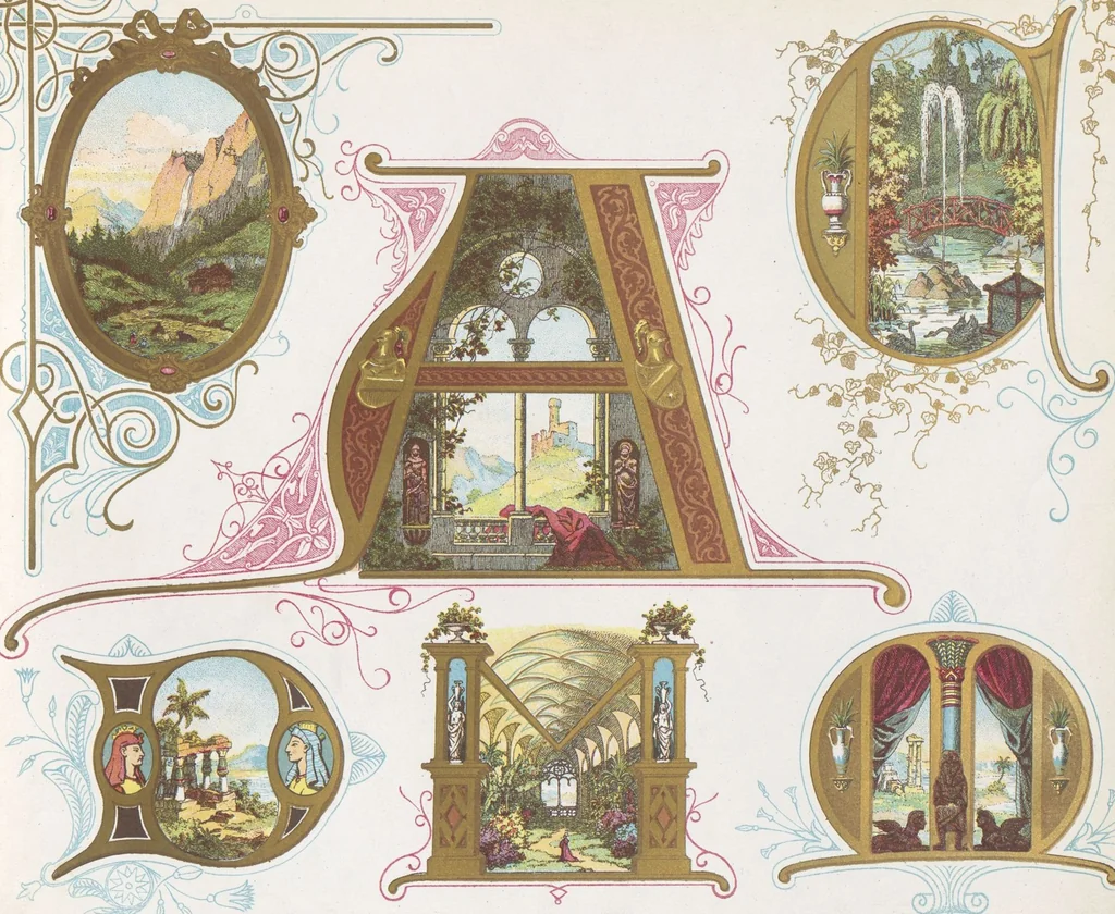 An illustration from Dondorf's Alphabete : eine Sammlung von Musterblättern der verschiedensten Schriftarten älterer und neuerer Zeit ... / [zusammengestellt von Fr. Christmann], 1873, leaf 39