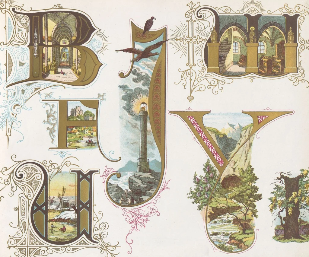An illustration from Dondorf's Alphabete : eine Sammlung von Musterblättern der verschiedensten Schriftarten älterer und neuerer Zeit ... / [zusammengestellt von Fr. Christmann], 1873, leaf 40