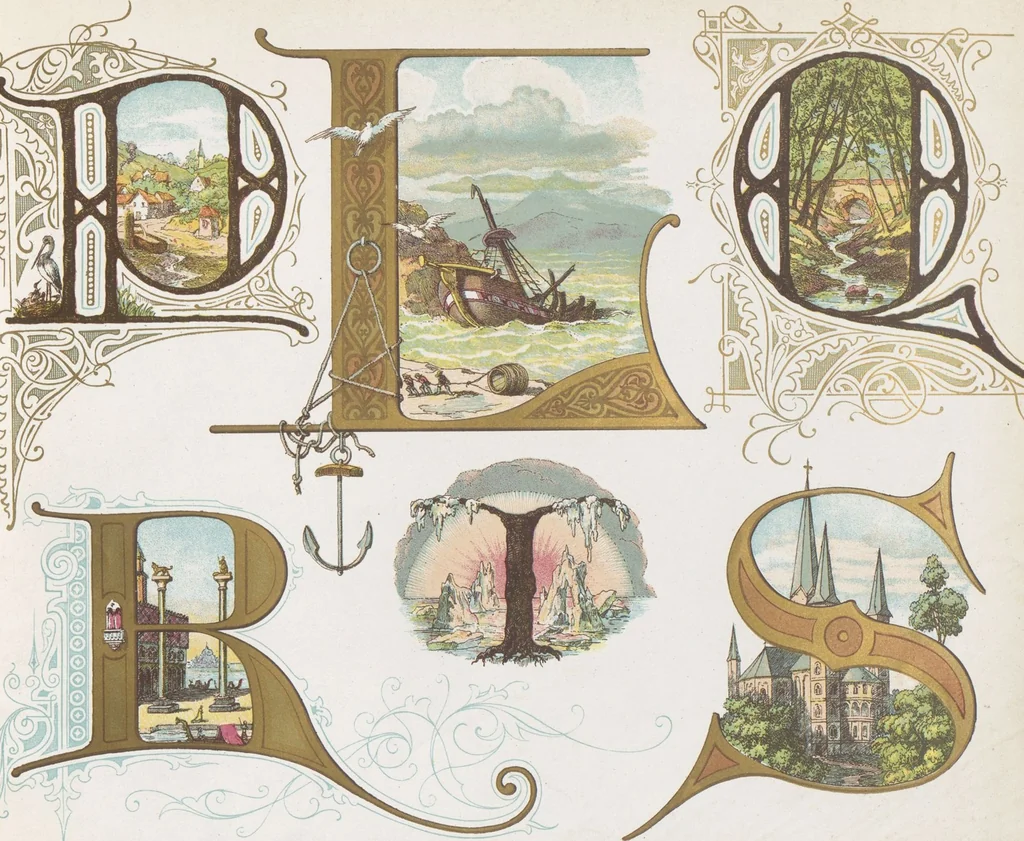 An illustration from Dondorf's Alphabete : eine Sammlung von Musterblättern der verschiedensten Schriftarten älterer und neuerer Zeit ... / [zusammengestellt von Fr. Christmann], 1873, leaf 42