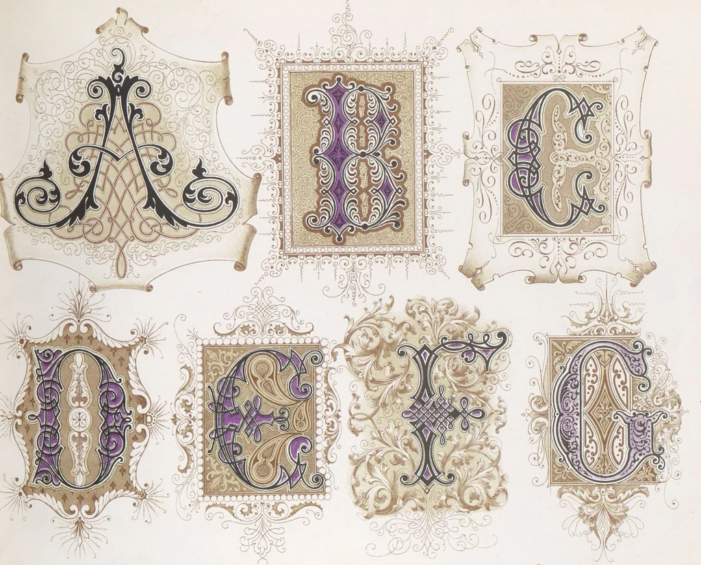 An illustration from Dondorf's Alphabete : eine Sammlung von Musterblättern der verschiedensten Schriftarten älterer und neuerer Zeit ... / [zusammengestellt von Fr. Christmann], 1873, leaf 51