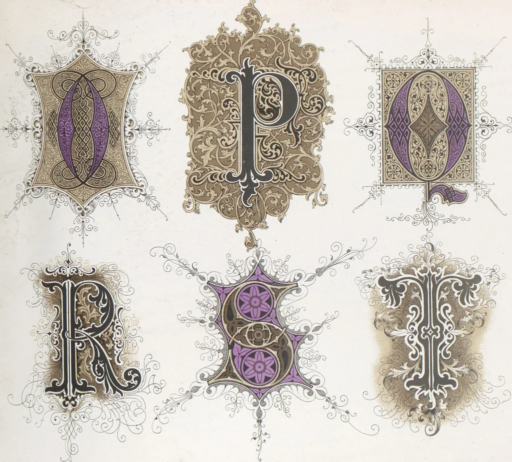 An illustration from Dondorf's Alphabete : eine Sammlung von Musterblättern der verschiedensten Schriftarten älterer und neuerer Zeit ... / [zusammengestellt von Fr. Christmann], 1873, leaf 53