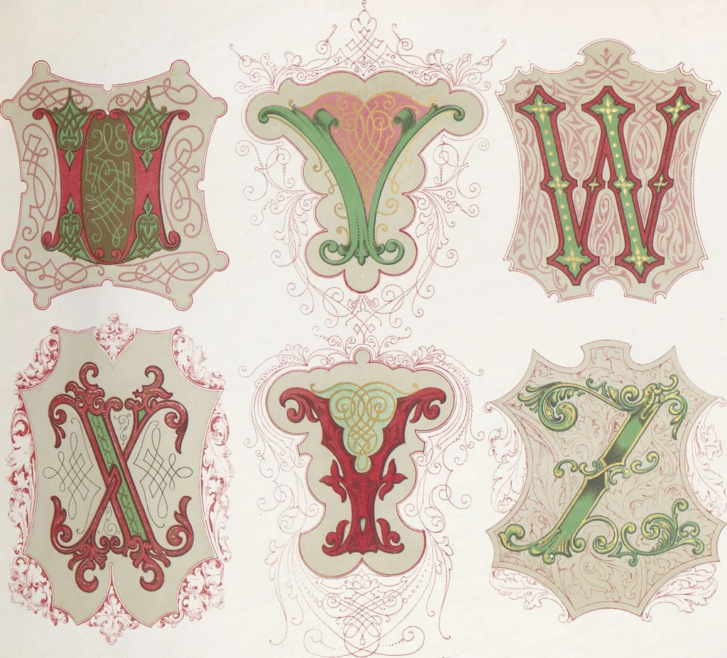 An illustration from Dondorf's Alphabete : eine Sammlung von Musterblättern der verschiedensten Schriftarten älterer und neuerer Zeit ... / [zusammengestellt von Fr. Christmann], 1873, leaf 54