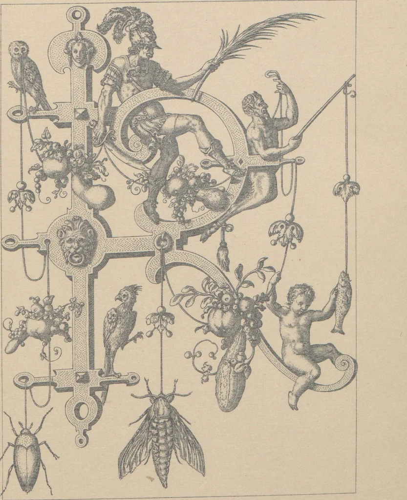 An illustration from A new artistic alphabet / designed by Theodore de Bry, Frankfort-on-Main, 1595, 1880, leaf 22