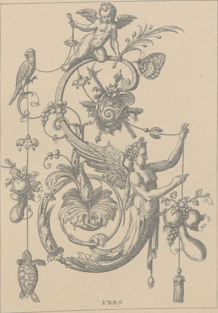 An illustration from A new artistic alphabet / designed by Theodore de Bry, Frankfort-on-Main, 1595, 1880, leaf 23