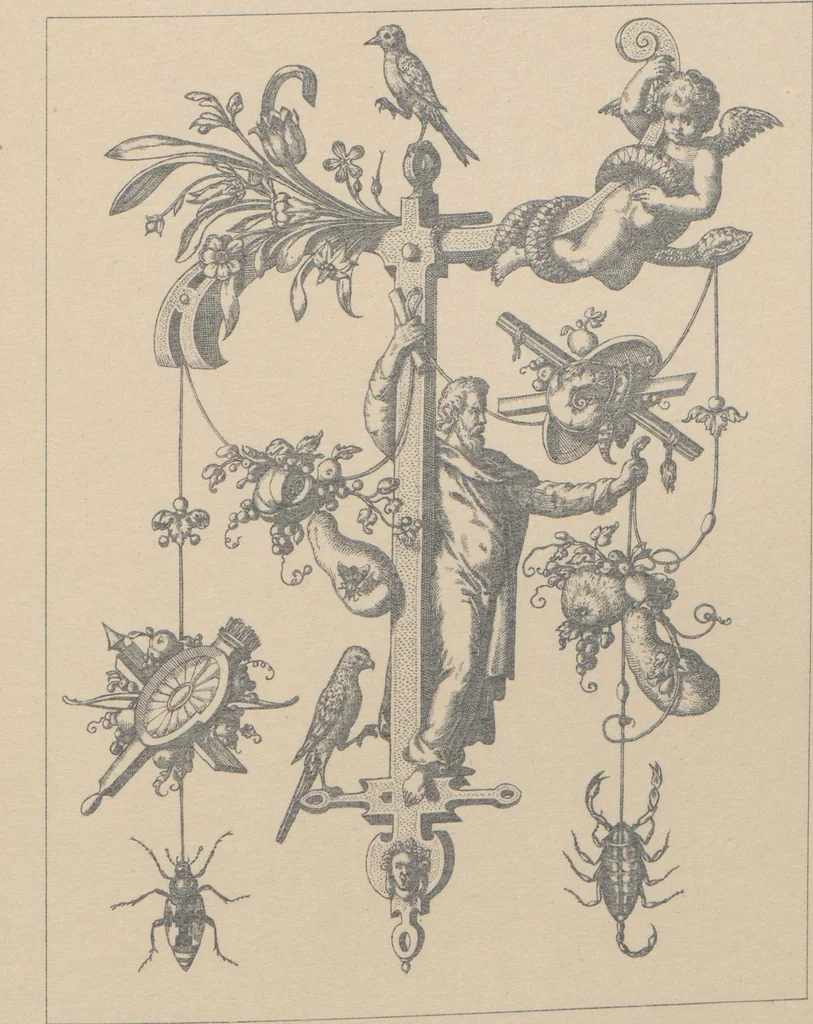 An illustration from A new artistic alphabet / designed by Theodore de Bry, Frankfort-on-Main, 1595, 1880, leaf 24