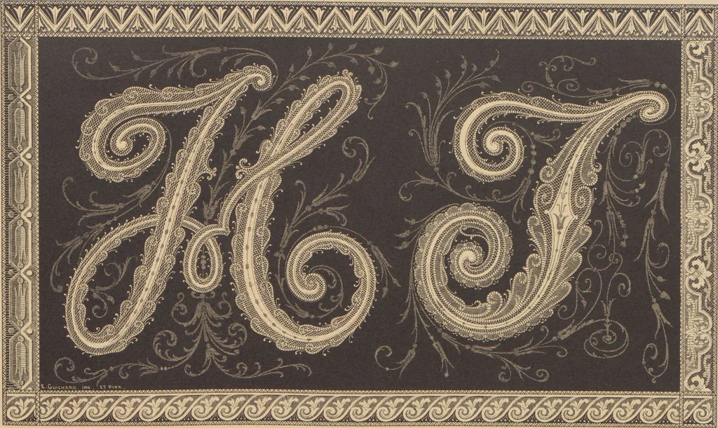 An illustration from Les petits alphabets du brodeur : compositions originales inspirées de nos grandes époques décoratives / par Ed. Guichard, leaf 13