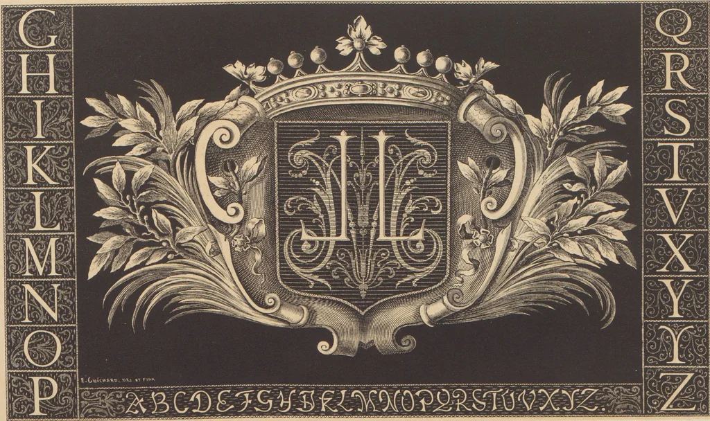 An illustration from Les petits alphabets du brodeur : compositions originales inspirées de nos grandes époques décoratives / par Ed. Guichard, leaf 14