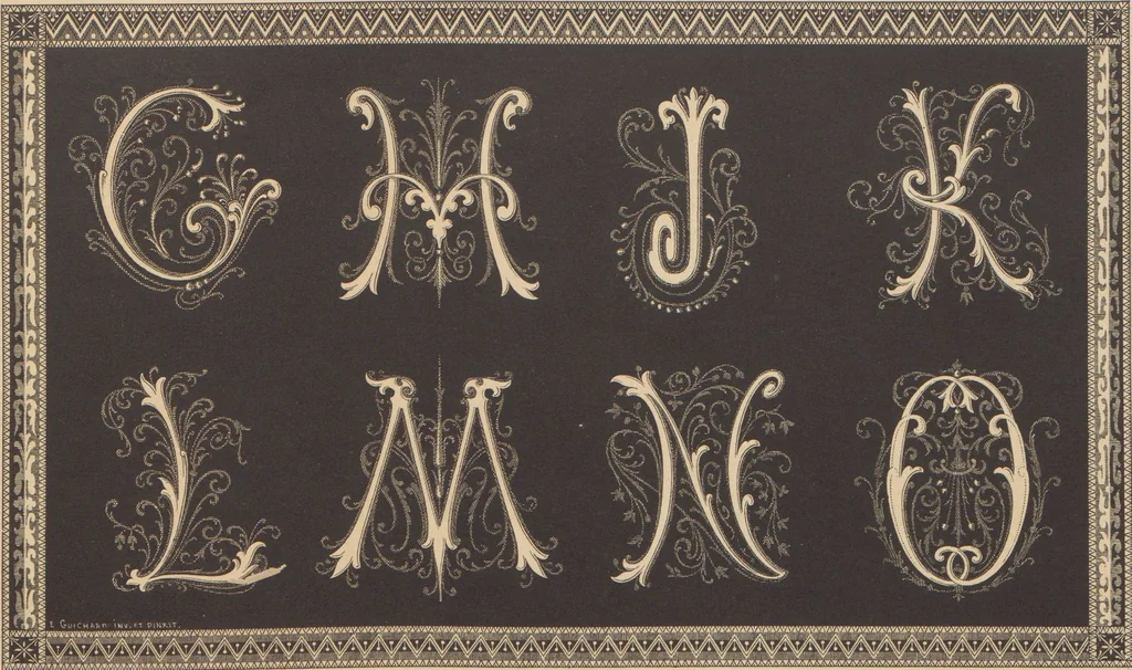 An illustration from Les petits alphabets du brodeur : compositions originales inspirées de nos grandes époques décoratives / par Ed. Guichard, leaf 16