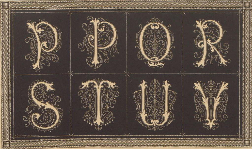 An illustration from Les petits alphabets du brodeur : compositions originales inspirées de nos grandes époques décoratives / par Ed. Guichard, leaf 17