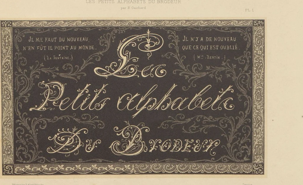 An illustration from Les petits alphabets du brodeur : compositions originales inspirées de nos grandes époques décoratives / par Ed. Guichard, leaf 2