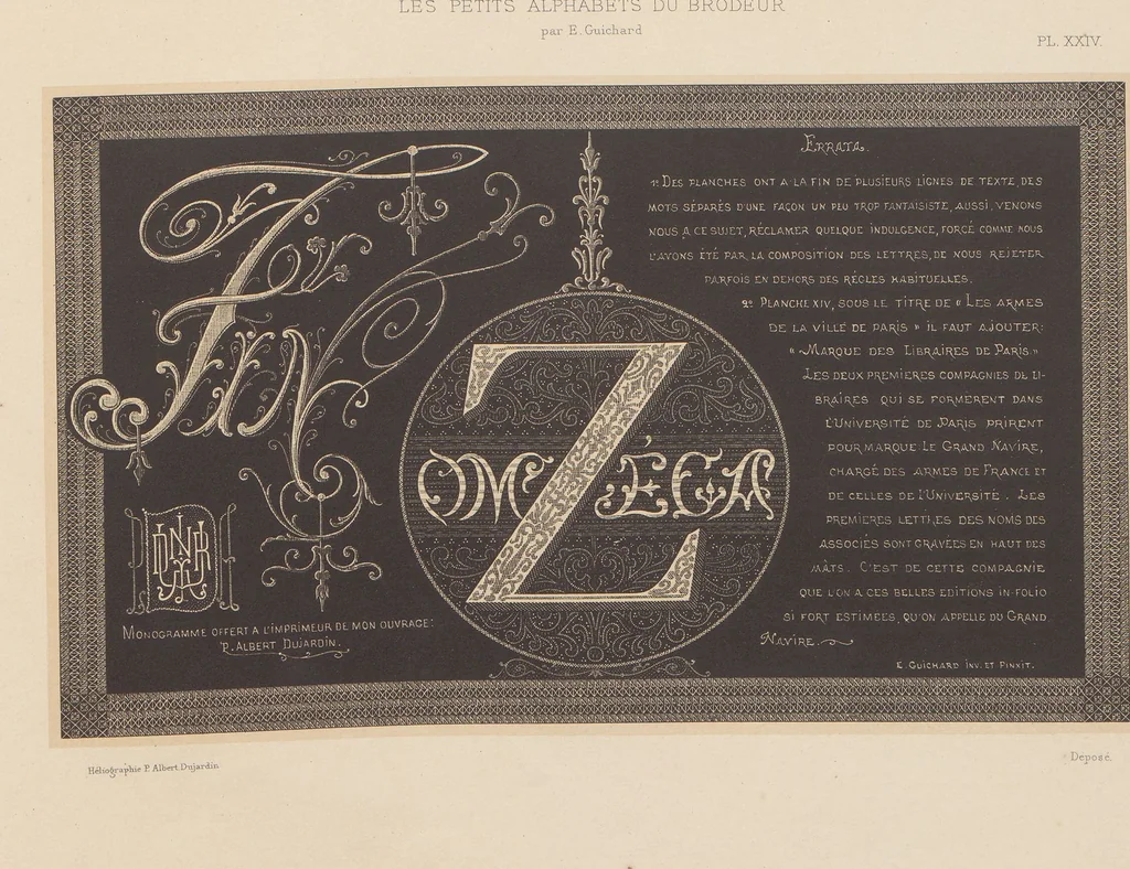 An illustration from Les petits alphabets du brodeur : compositions originales inspirées de nos grandes époques décoratives / par Ed. Guichard, leaf 25