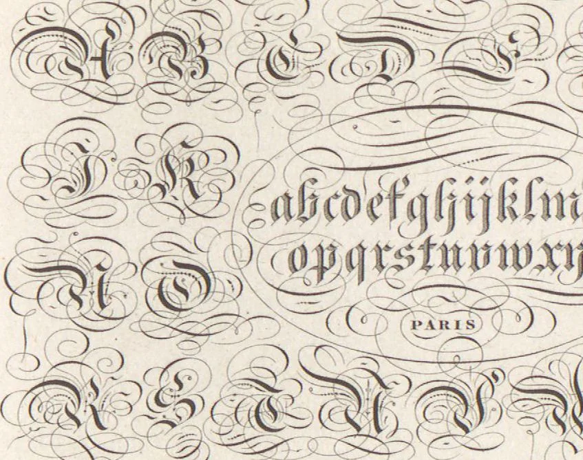 An illustration from Álbum graphique : recueil d'alphabets français, étrangers et ornés, couronnes, armes, supports, chiffres entrelacés et ornés : [volume 1] / monogrammes tires d'anciens manuscrits et composés par J. Girault, 1870, leaf 23