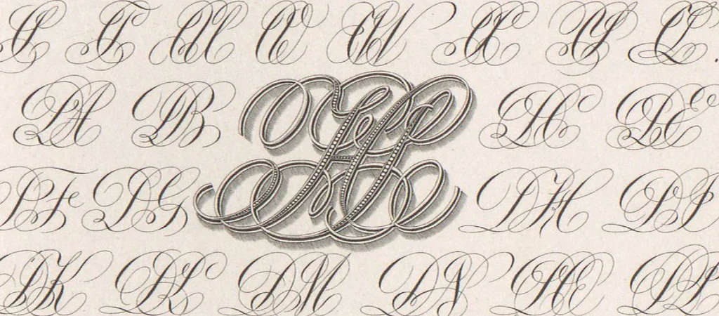 An illustration from Álbum graphique : recueil d'alphabets français, étrangers et ornés, couronnes, armes, supports, chiffres entrelacés et ornés : [volume 1] / monogrammes tires d'anciens manuscrits et composés par J. Girault, 1870, leaf 38