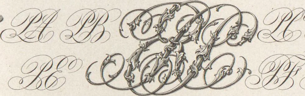 An illustration from Álbum graphique : recueil d'alphabets français, étrangers et ornés, couronnes, armes, supports, chiffres entrelacés et ornés : [volume 1] / monogrammes tires d'anciens manuscrits et composés par J. Girault, 1870, leaf 46