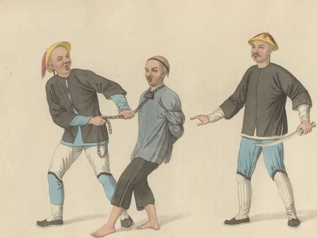 An illustration from The punishments of China, illustrated by twenty-two engravings; with explanations in English and French, 1801, leaf 12