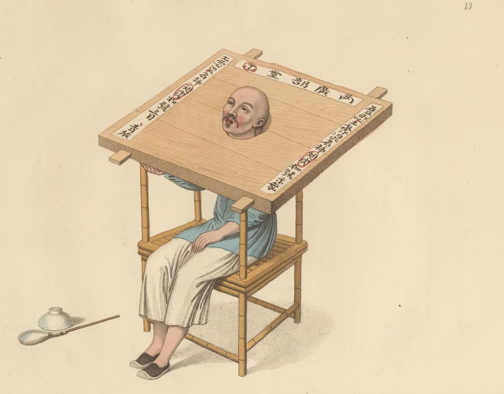 An illustration from The punishments of China, illustrated by twenty-two engravings; with explanations in English and French, 1801, leaf 45
