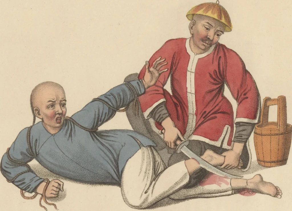 An illustration from The punishments of China, illustrated by twenty-two engravings; with explanations in English and French, 1801, leaf 57