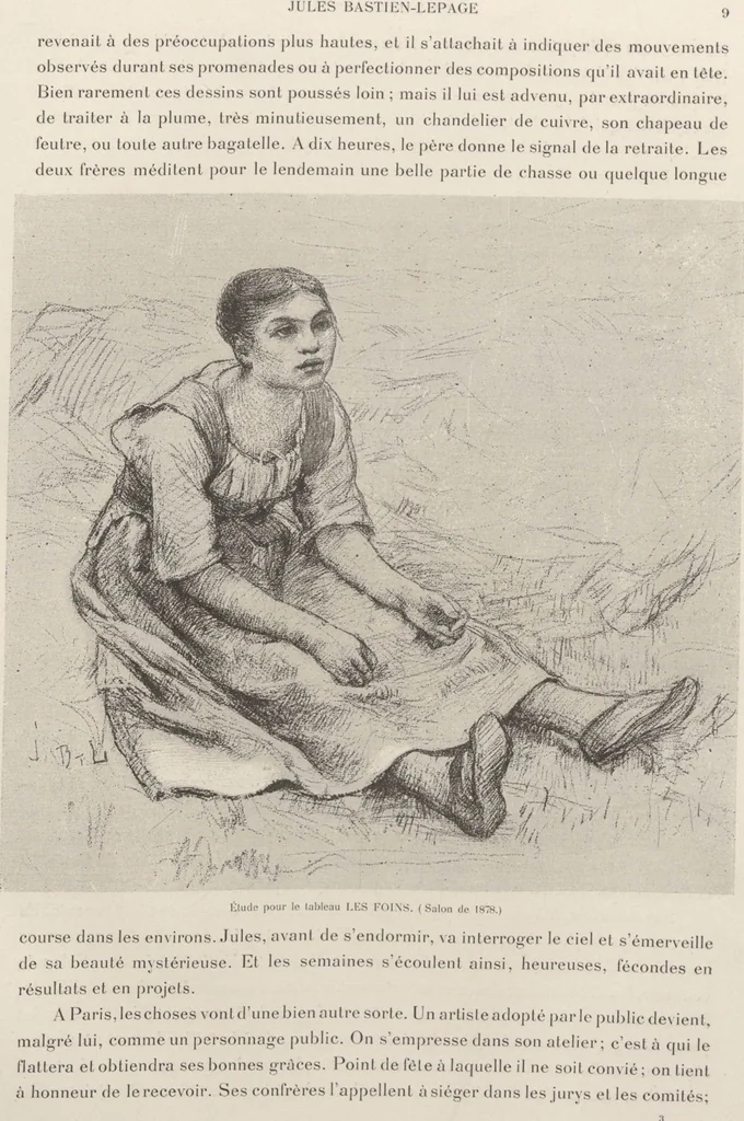 An illustration from Bastien-Lepage, sa vie et ses oeuvres, 1848-1884 / étude par L. de Fourcaud ; publié sous la directionde F.-G. Dumas, 1885, leaf 13