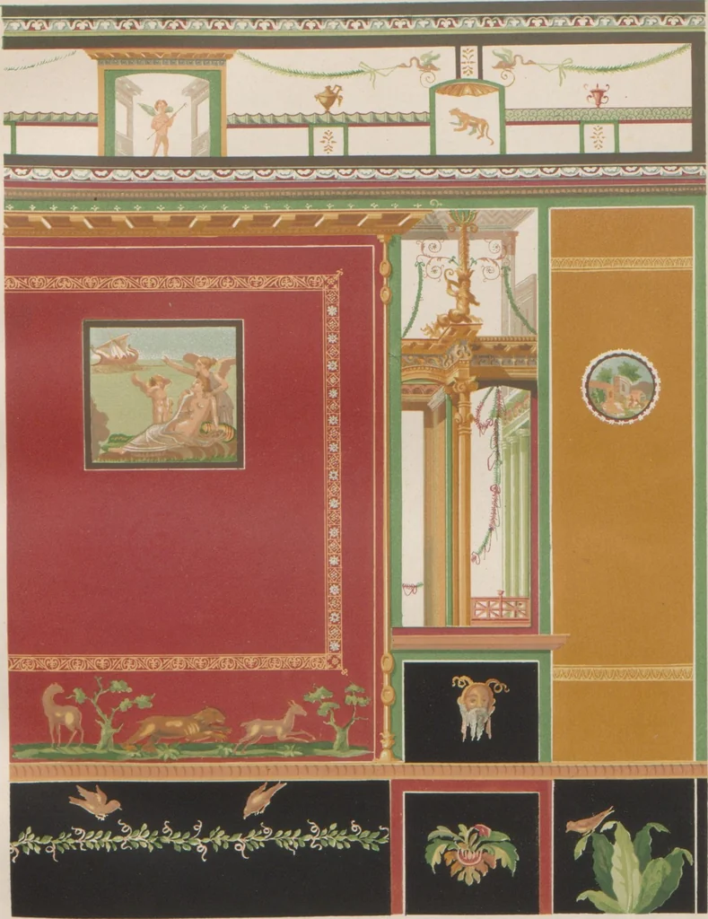 An illustration from The most beautiful walls in Pompeii, reproduced in chromolithography... / with explanatory notes by E. Presuhn, 1877, leaf 14